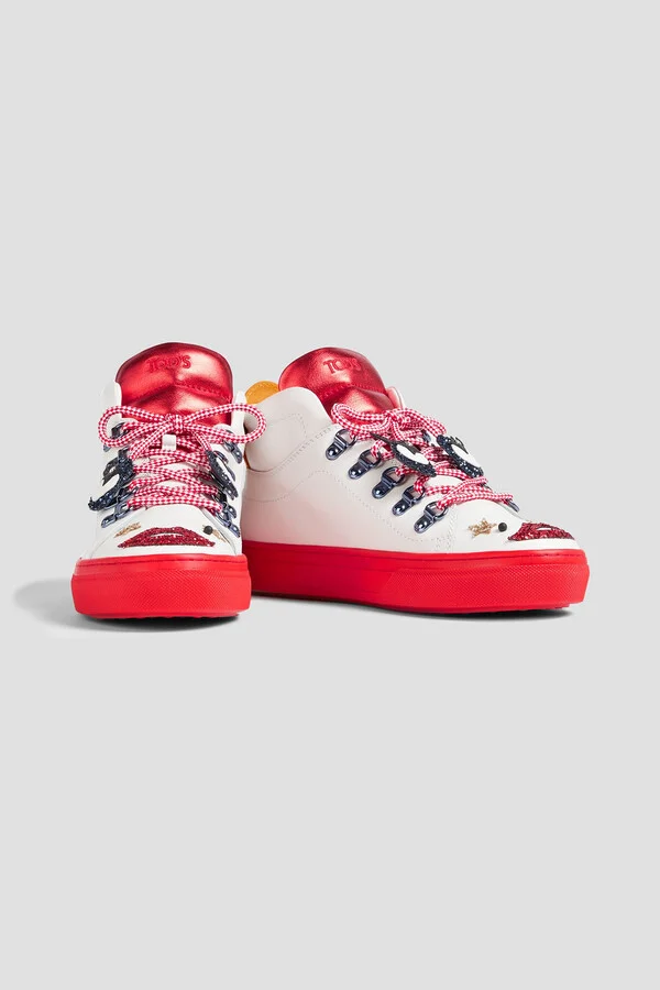 Embellished leather high-top sneakers - Image 2