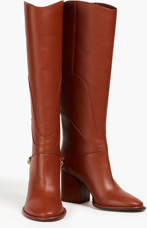 Embellished leather knee boots - Image 2