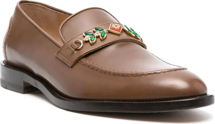 Embellished Leather Loafers - Image 2