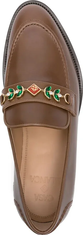 Embellished Leather Loafers - Image 4