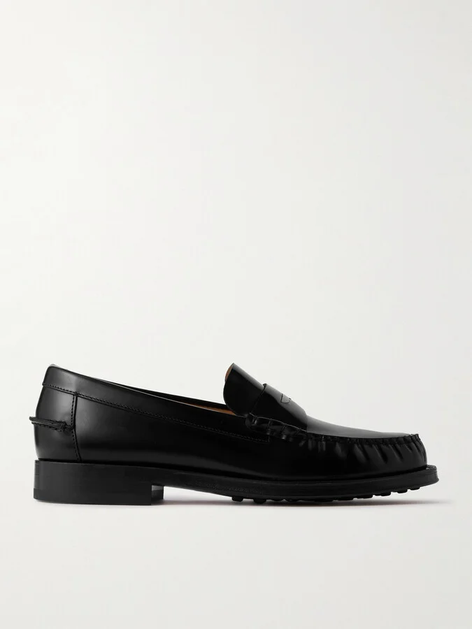 Embellished Leather Penny Loafers