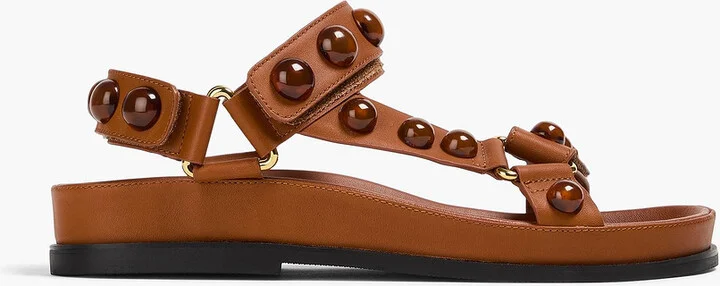 Embellished leather sandals
