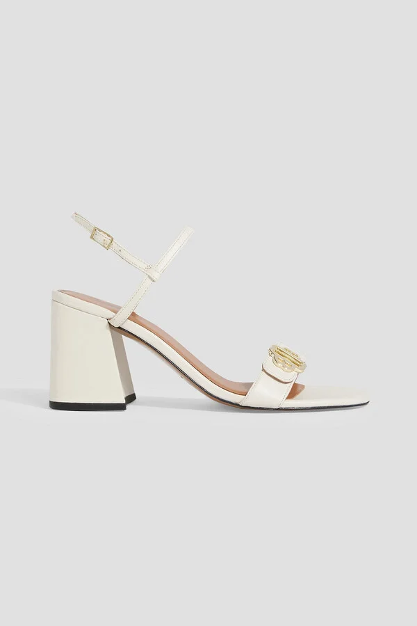 Embellished leather slingback sandals