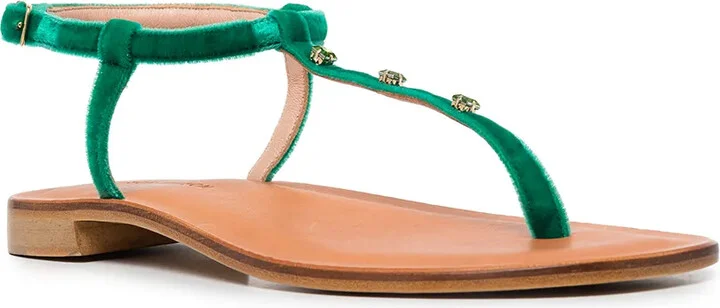 Embellished Leather Thong Sandals - Image 2