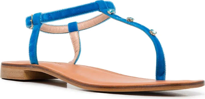 Embellished Leather Thong Sandals - Image 2