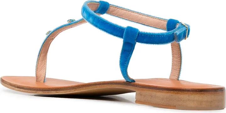 Embellished Leather Thong Sandals - Image 3