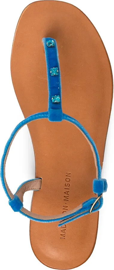 Embellished Leather Thong Sandals - Image 4