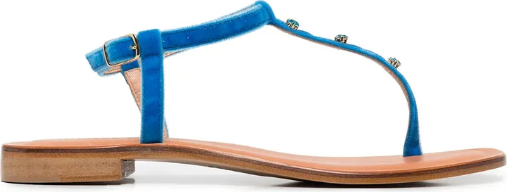 Embellished Leather Thong Sandals
