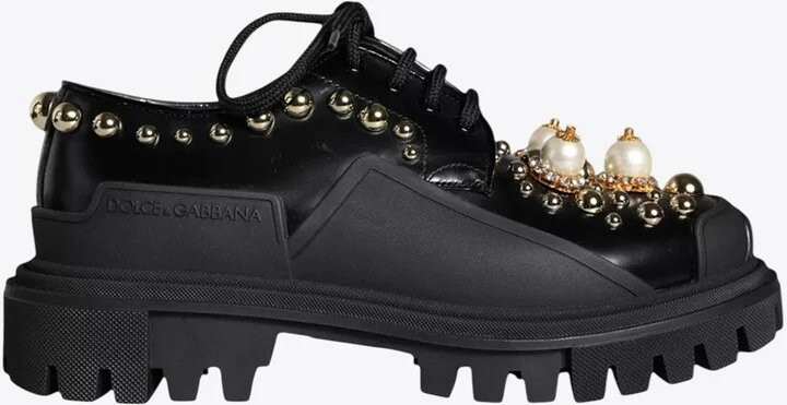 Embellished Leather Trekking Derby Shoes