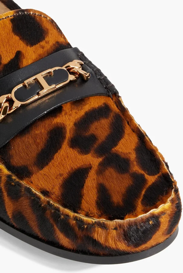 Embellished leopard-print calf hair loafers - Image 4