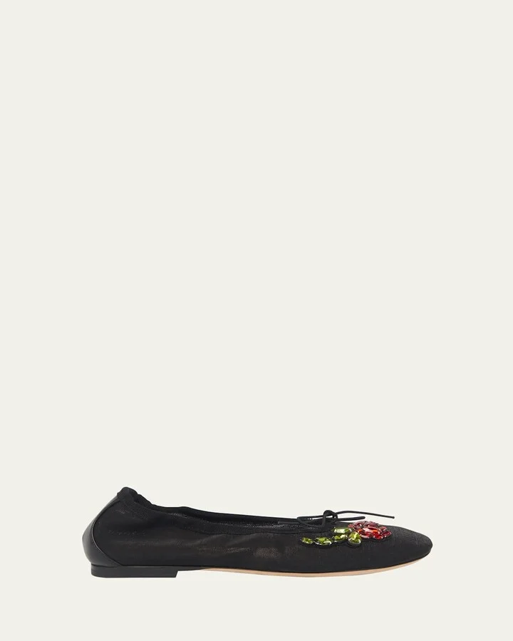 Embellished Mesh Ballerina Flats