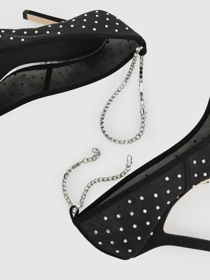 embellished Mesh Court Shoes - Image 4