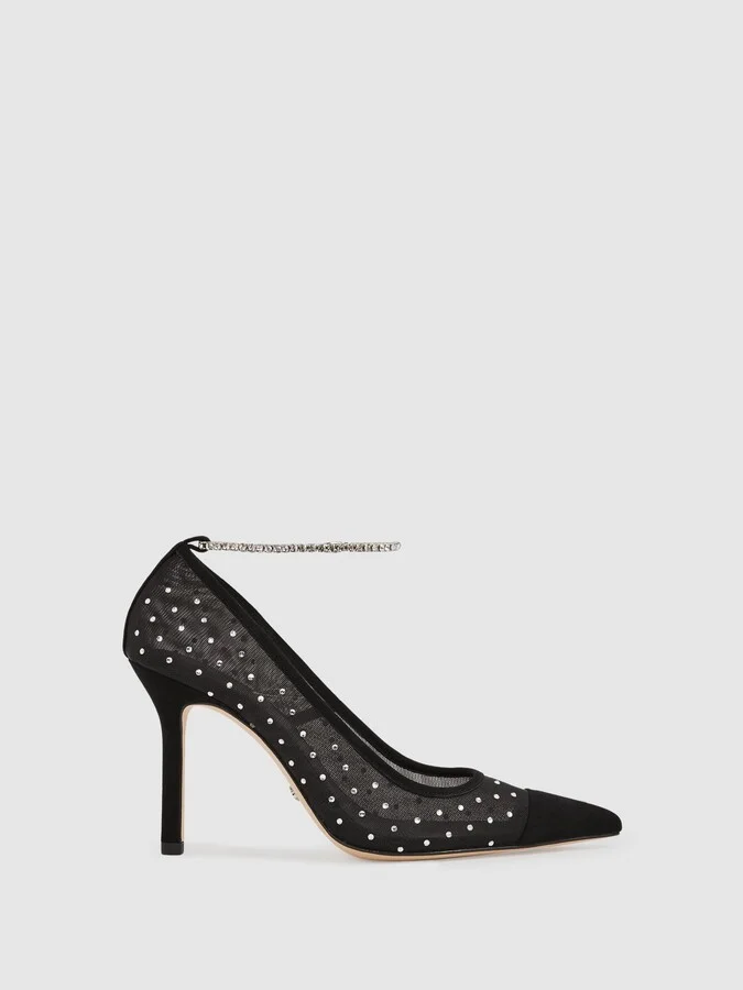embellished Mesh Court Shoes