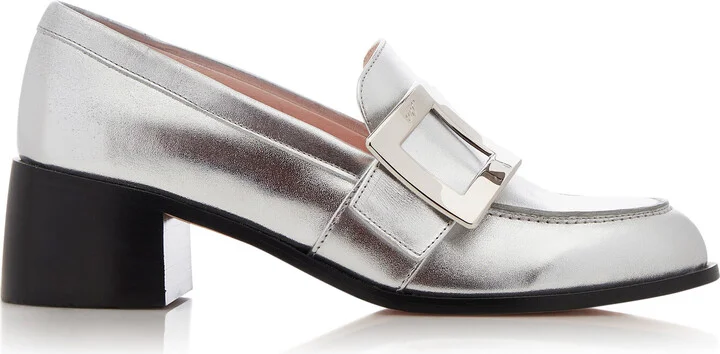 Embellished Metallic Leather LoafersVivier