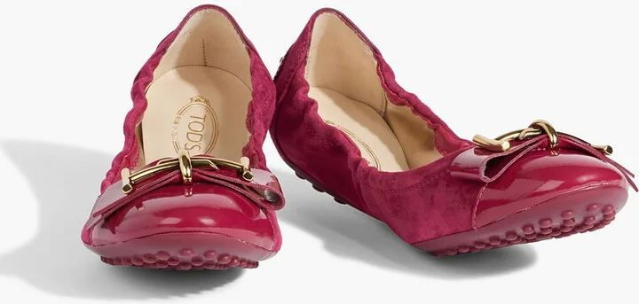 Embellished patent-leather and suede ballet flats - Image 2