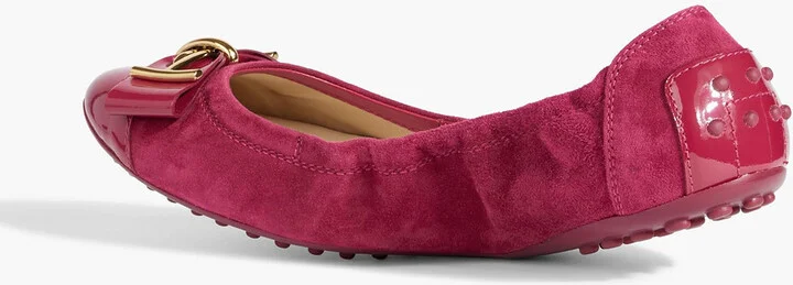 Embellished patent-leather and suede ballet flats - Image 3