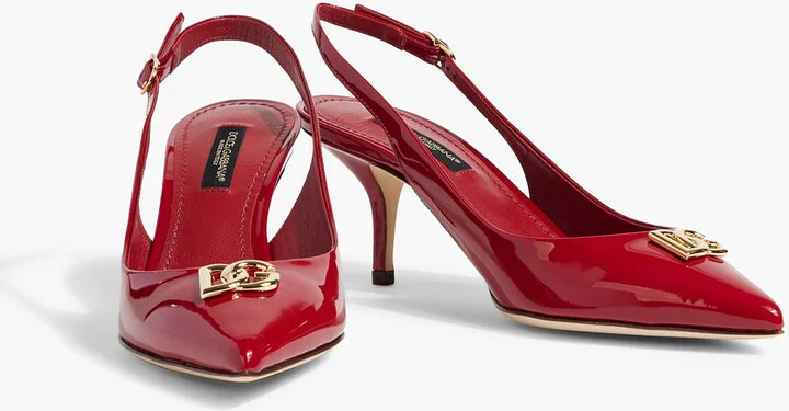 Embellished patent-leather slingback pumps - Image 2