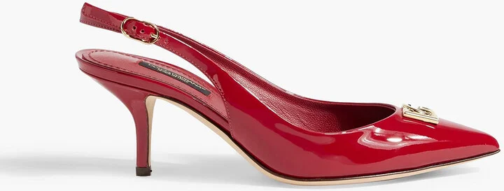 Embellished patent-leather slingback pumps