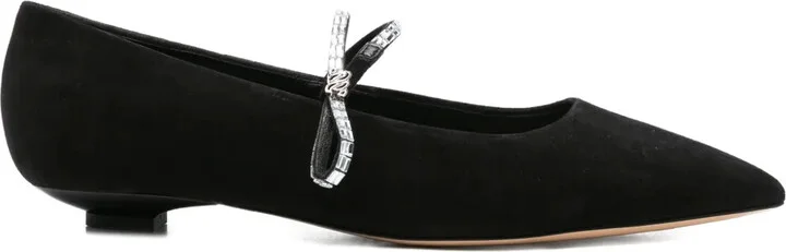 Embellished Pointed-Toe Flat Pumps
