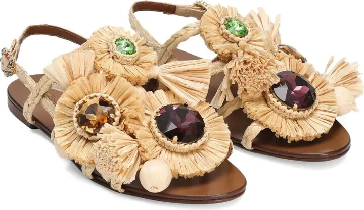 Embellished Raffia Sandals - Image 2