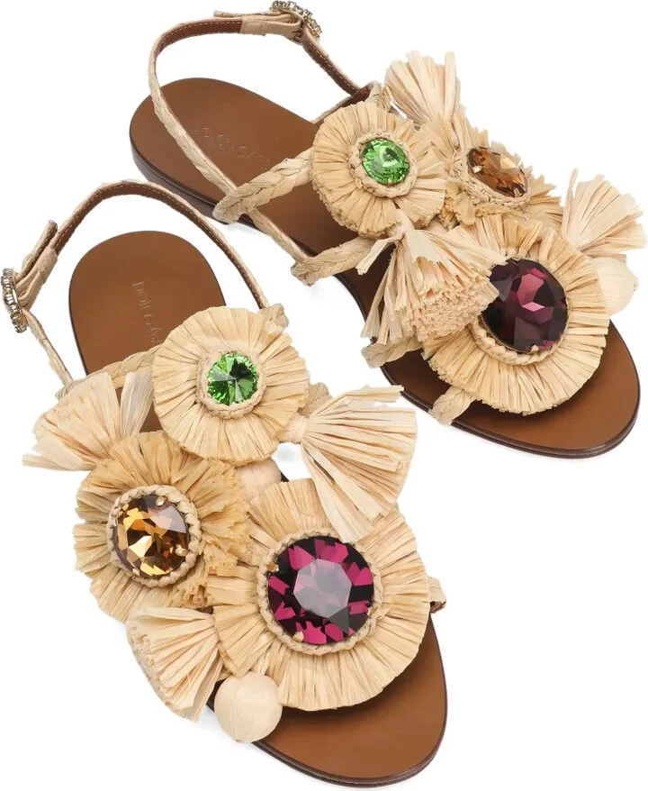 Embellished Raffia Sandals - Image 4