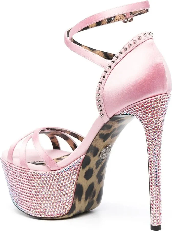 Embellished Satin Platform Sandals - Image 3