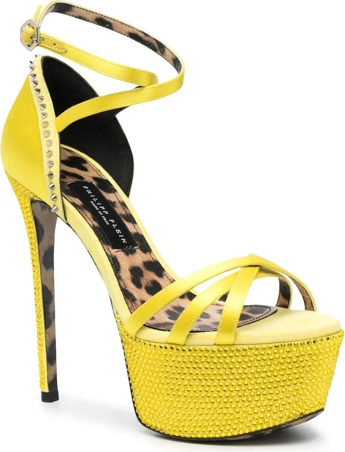 Embellished Satin Platform Sandals - Image 2