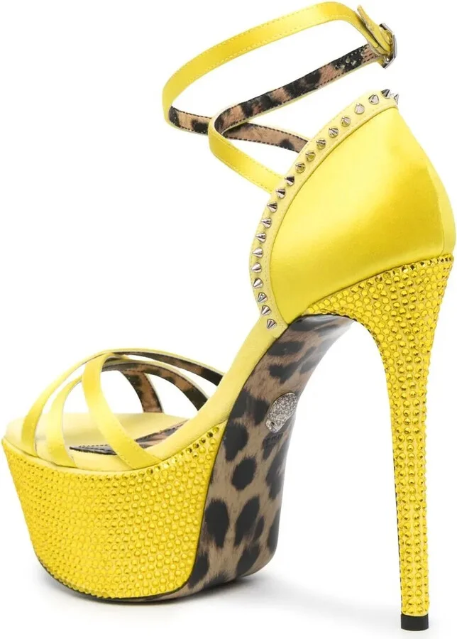 Embellished Satin Platform Sandals - Image 3