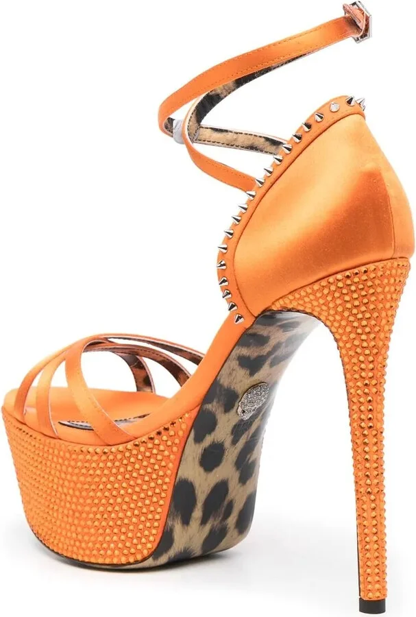 Embellished Satin Platform Sandals - Image 3