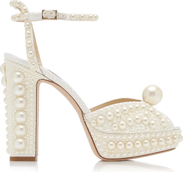 Embellished Satin Platform SandalsChoo