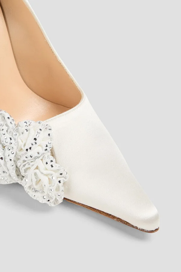 Embellished satin pumps - Image 4