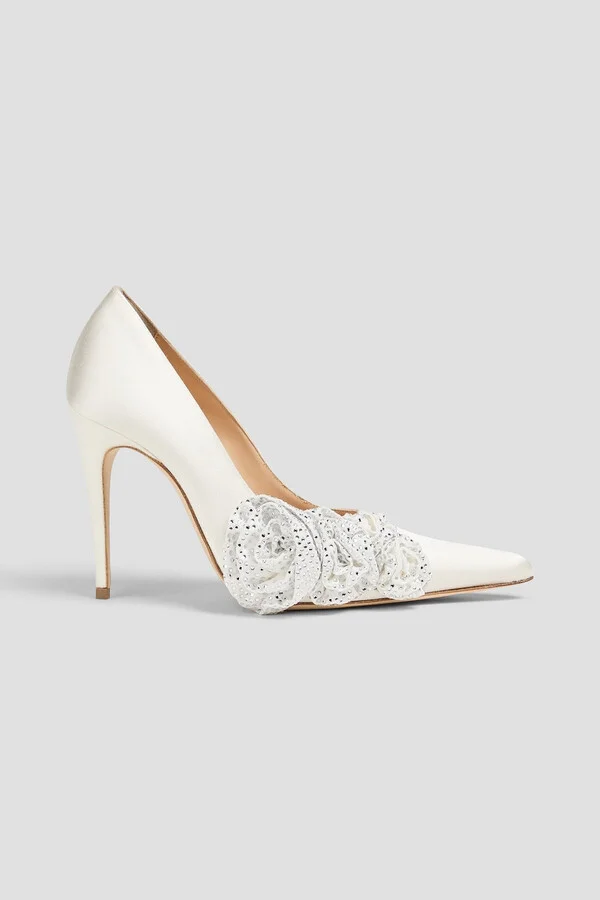 Embellished satin pumps