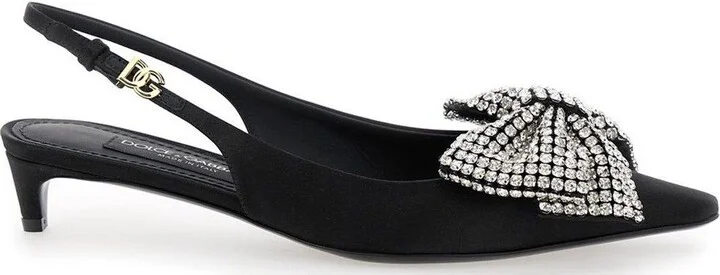 Embellished Satin Slingbacks