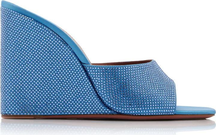 Embellished Satin Wedge SandalsMuaddi