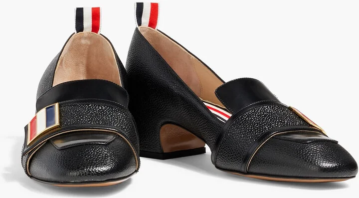 Embellished smooth and pebbled-leather pumps - Image 2