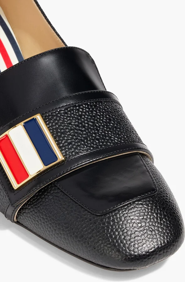 Embellished smooth and pebbled-leather pumps - Image 4