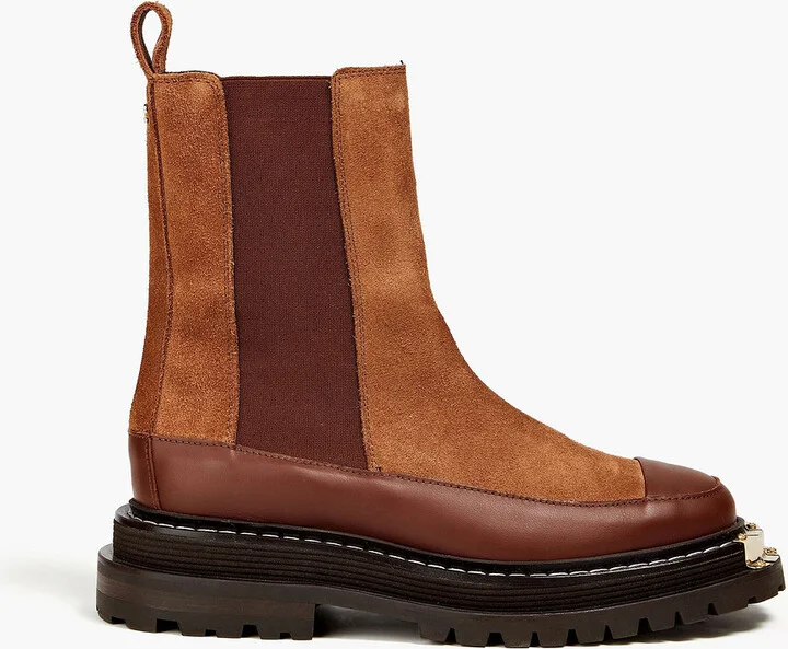 Embellished suede and leather Chelsea boots