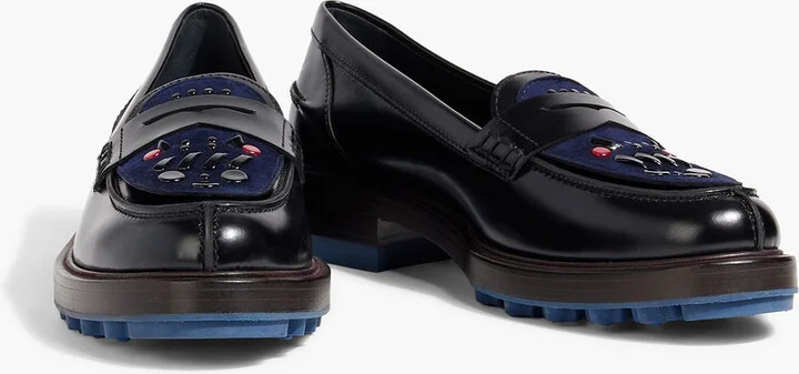 Embellished suede and leather loafers - Image 2