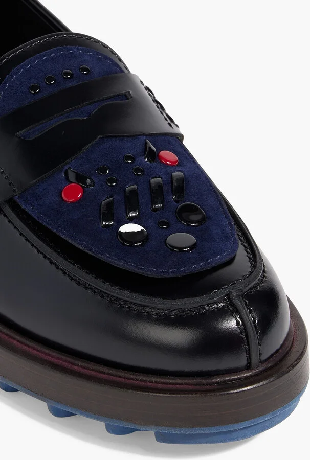 Embellished suede and leather loafers - Image 4