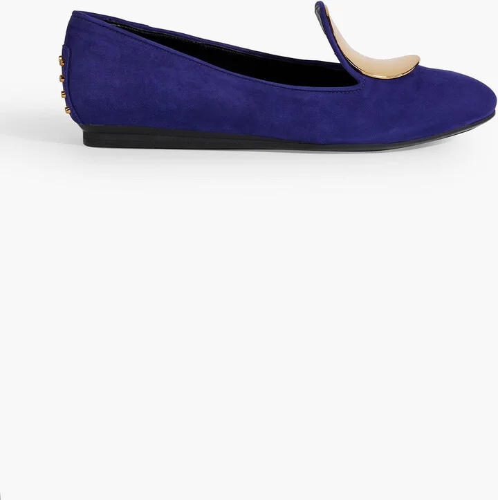 Embellished suede ballet flats