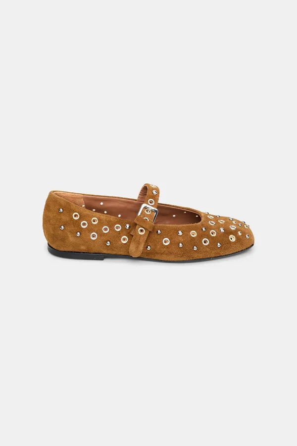 Embellished suede Mary-Janes