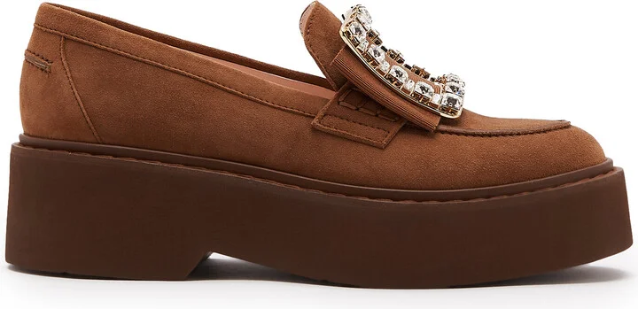 Embellished Suede Platform LoafersVivier