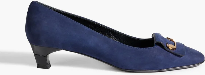 Embellished suede pumps