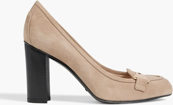 Embellished suede pumps