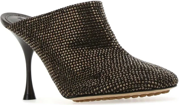 Embellished Suede Sparkle Dot Sock Mules - Image 2