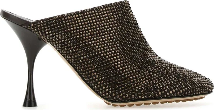 Embellished Suede Sparkle Dot Sock Mules