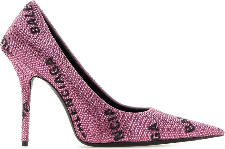 Embellished Suede Square Knife Pumps