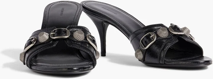 Embellished textured-leather mules - Image 2
