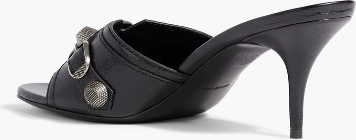 Embellished textured-leather mules - Image 3