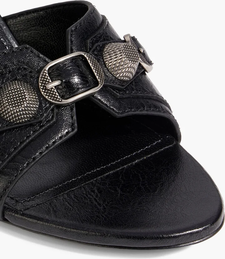 Embellished textured-leather mules - Image 4